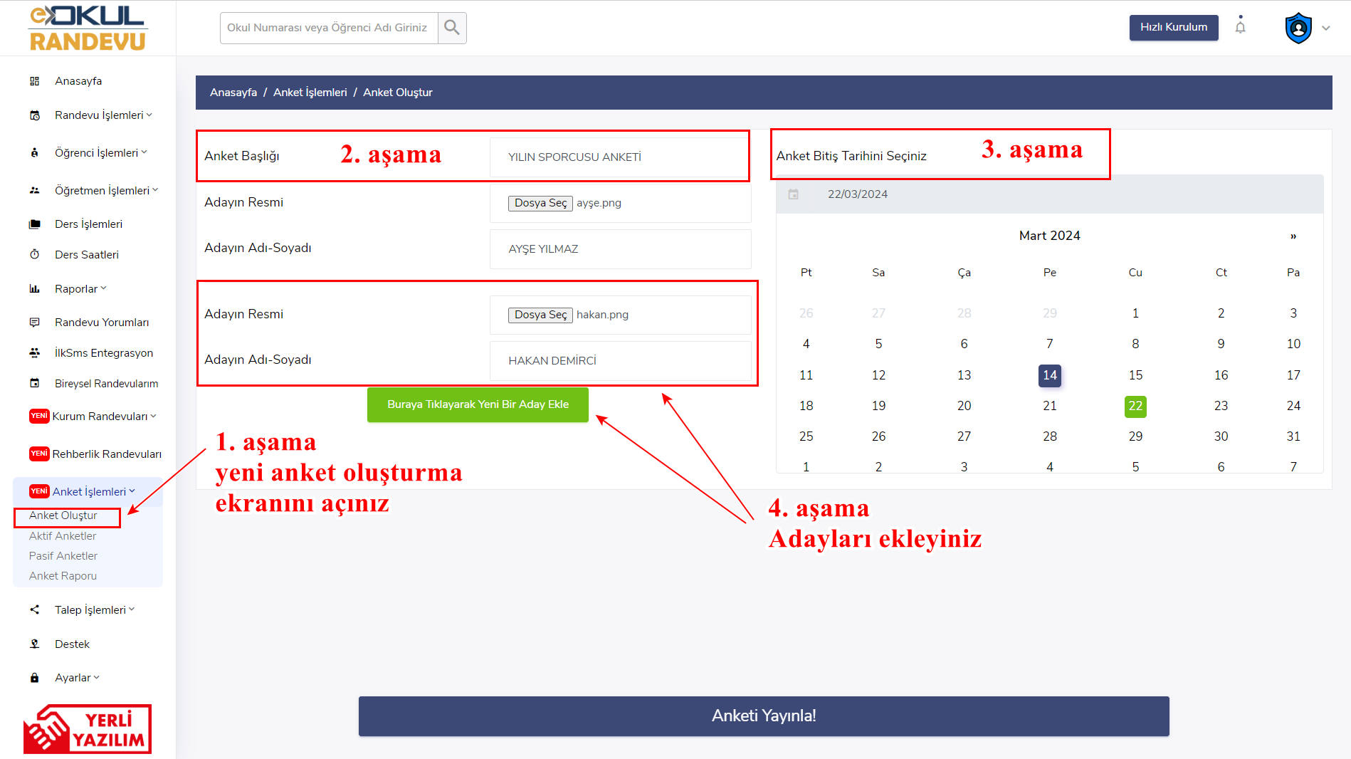 Anket Oluşturma Ekranı